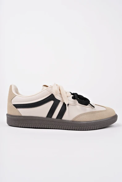Muggo RETRO Çift Bağcıklı Günlük Kadın Sneaker Spor Ayakkabı  BEJ 38 - 3