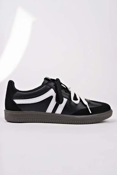 Muggo RETRO Çift Bağcıklı Günlük Kadın Sneaker Spor Ayakkabı  SİYAH- BEYAZ 38 - 3
