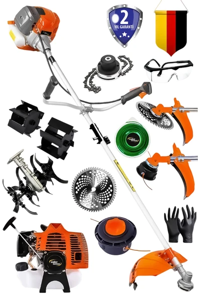 Lieber German Teknoloji LTCC-20 Benzinli 2 Çapa Aparatlı Ot Çalı Çim Biçme Tırpanı Makinası