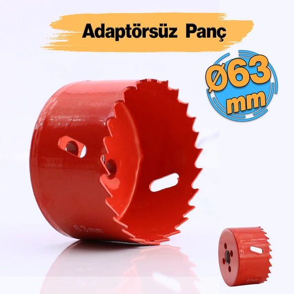 Bi Metal Panç Ø 63 mm Delik Açma Alçıpan Ahşap Pvc Delme Testeresi Adaptörsüz 1 Adet