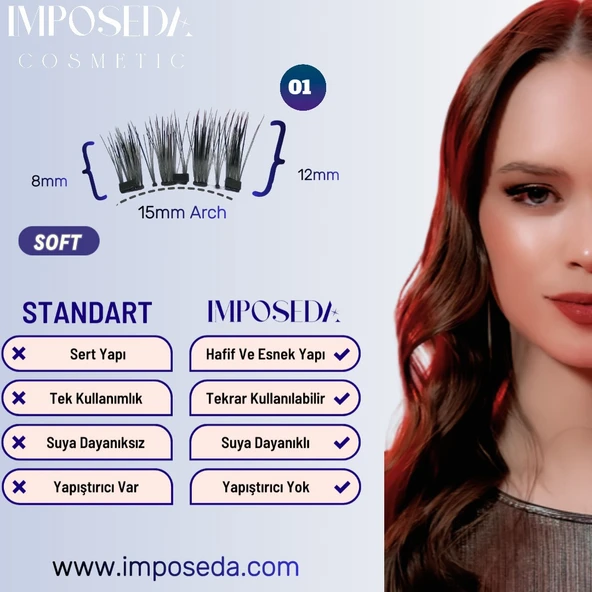 İMPOSEDA Mıknatıslı Kirpik Soft Kısa Ve Seyrek Kirpikler Için Özel Olarak Tasarlandı. Mıknatıs Kirpik - 9