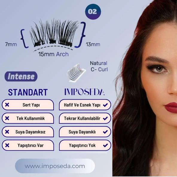 İMPOSEDA Mıknatıslı Kirpik Intense Uzun Ve Yoğun Kirpikler Için Özel Tasarlandı. Mıknatıs Kirpik - 11