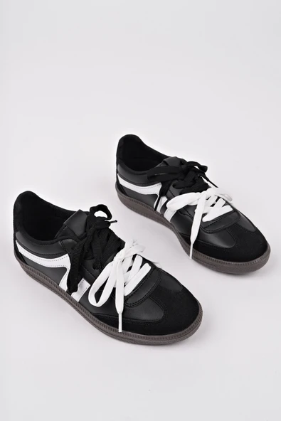 Muggo RETRO Çift Bağcıklı Günlük Kadın Sneaker Spor Ayakkabı  SİYAH- BEYAZ 38 - 2