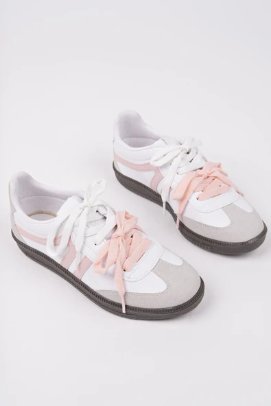 Muggo RETRO Çift Bağcıklı Günlük Kadın Sneaker Spor Ayakkabı  PUDRA 40 - 2