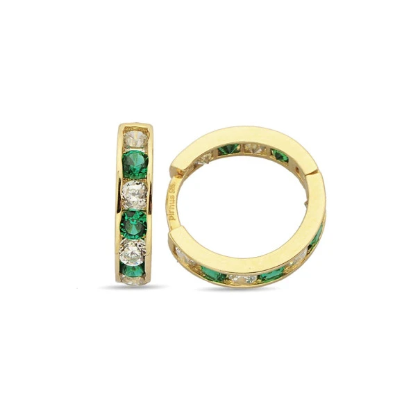 Altın Yeşil Taşlı Çocuk Küpe 1,6 Gram