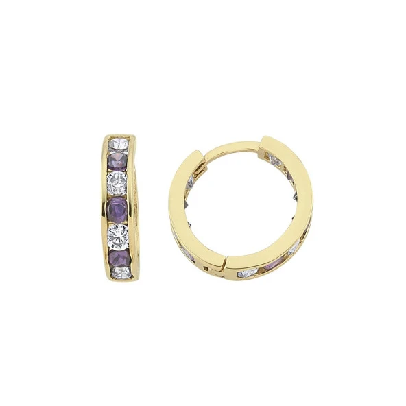 Altın Mor Taşlı Çocuk Küpe 1,63 Gram