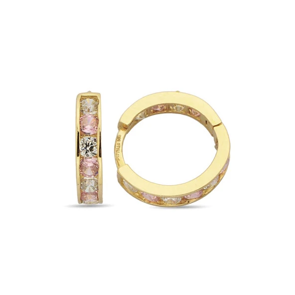 Altın Pembe Taşlı Çocuk Küpe 1,63 Gram