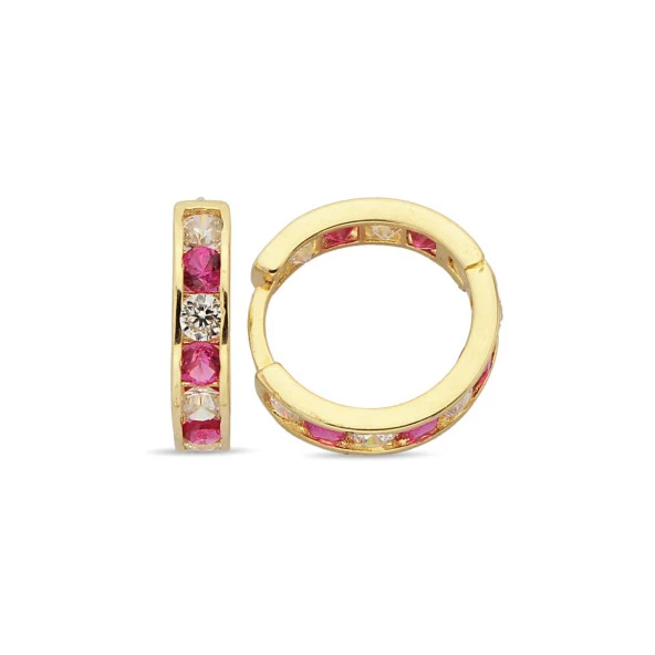 Altın Pembe Taşlı Çocuk Küpe 1,88 Gram