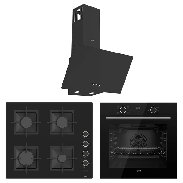 Ferre Fryart Sc serisi Siyah 3'lü Ankastre Set ( xe63cs-sc205-d086 ) ürün görseli 1