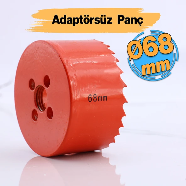 Bi Metal Panç Ø 68 mm Delik Açma Alçıpan Ahşap Pvc Delme Testeresi Adaptörsüz 1 Adet