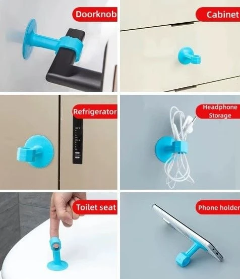 Renkli Vantuzlu Geçmeli Kapı Kolu Stoper 4lü Set - 4