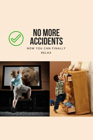 15'' 75'' LCD TV Duvar Sabitleme Güvenlik Kemeri Çocuk Bebek Koruma Askısı 2 Adet Metal Tokalı - 7