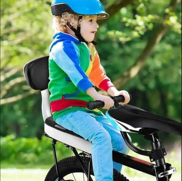 Sarissa Bisiklet Arka Bagaj Üstü Çocuk Koltuğu Sırt Dayamalı (Basamaklı - Gidonlu) Bagaj Koltuğu - Resim 11