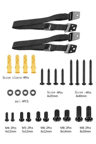 15'' 75'' LCD TV Duvar Sabitleme Güvenlik Kemeri Çocuk Bebek Koruma Askısı 2 Adet Metal Tokalı - 2