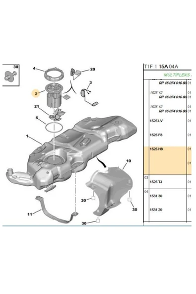 Yakıt Pompası Komple P206 Partner Tu3jp 14 98- 8tf358106171 - 2