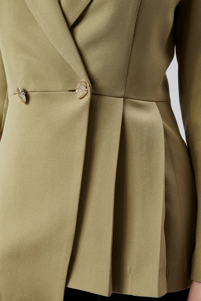 Haki Regular Fit Pile Detaylı Blazer Ceket - 4