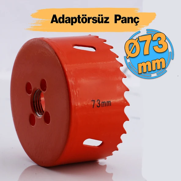 Bi Metal Panç Ø 73 mm Delik Açma Alçıpan Ahşap Pvc Delme Testeresi Adaptörsüz 1 Adet