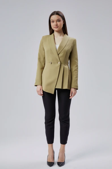 Haki Regular Fit Pile Detaylı Blazer Ceket - 12