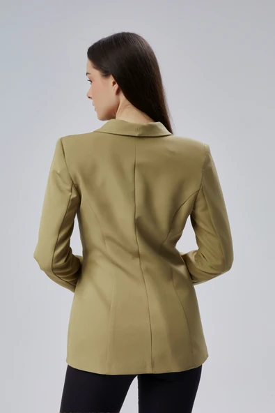 Haki Regular Fit Pile Detaylı Blazer Ceket - 8