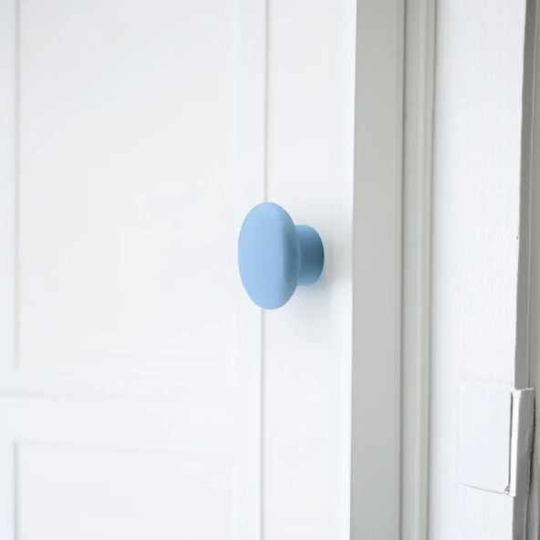 Mantar Kulp Düğme 1 ADET Çekmece Mutfak Mobilya Dolabı Dolap Kulpu Kulbu Plastik Kulp Mavi - Resim 3
