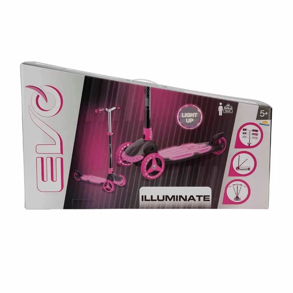 Evo 3 Tekerlekli Katlanabilir Illuminate Işıklı Pembe Scooter - 5