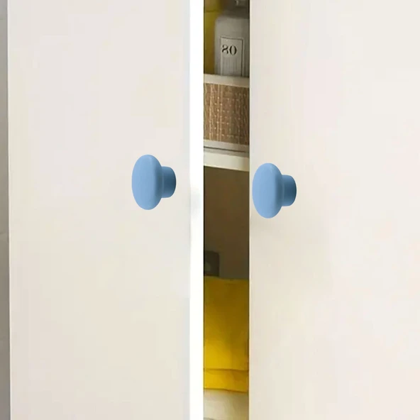 Mantar Kulp Düğme 1 ADET Çekmece Mutfak Mobilya Dolabı Dolap Kulpu Kulbu Plastik Kulp Mavi - Resim 5