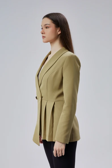 Haki Regular Fit Pile Detaylı Blazer Ceket - 6