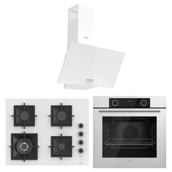 Ferre Fryart Sc serisi Wok'lu Beyaz 3'lü Ankastre Set ( xe63cb-sc406-d087 ) ürün görseli 1