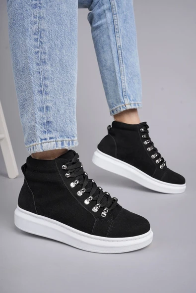 SLW206 Ottawa Bağcıklı Süet Erkek Günlük Spor Bot BT Siyah - Resim 2