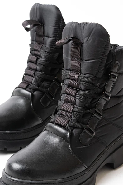 Vivole Shoes Asm-083 Siyah Bağcıklı Su Geçirmez Kadın Kar Botu - Resim 5