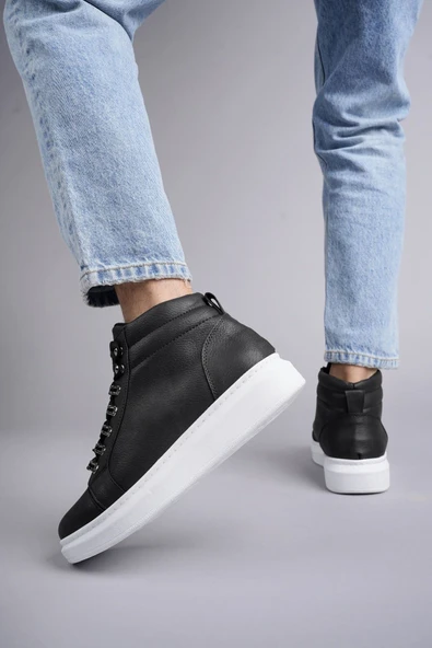 SLW206 Ottawa Bağcıklı Cilt Erkek Günlük Spor Bot BT Siyah - Resim 3