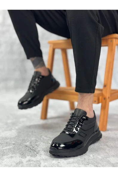 Erkek Ayakkabı BA0234 İçi Dışı Hakiki Deri Rahat Taban Siyah Sneakers Casual Erkek Ayakkabı