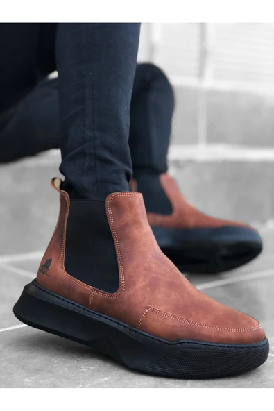 BA0150 Bağcıksız Bantlı Erkek Yüksek Taban Taba Spor Bot - Resim 3