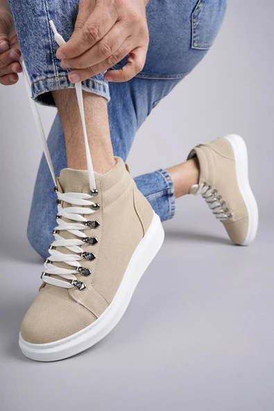 SLW206 Ottawa Bağcıklı Süet Erkek Günlük Spor Bot BT Krem - Resim 3