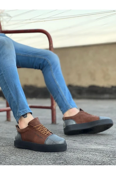 BA0104 Bağcıklı Taba Ekose Süet Siyah Taban Spor Klasik Erkek Ayakkabı - Resim 3