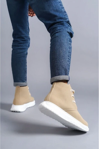 SLW204 Franca Bağcıklı Süet Erkek Spor Bot BT Bej - Resim 3