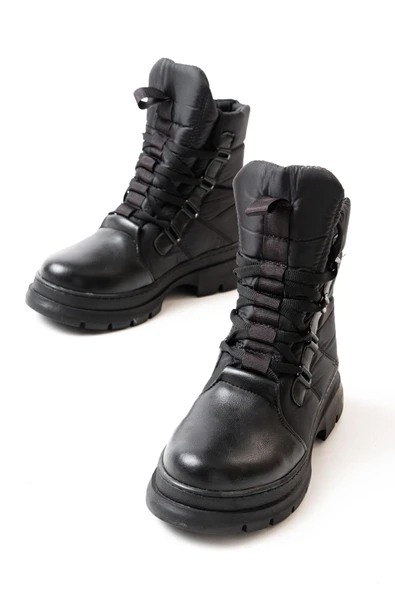 Vivole Shoes Asm-083 Siyah Bağcıklı Su Geçirmez Kadın Kar Botu - Resim 3