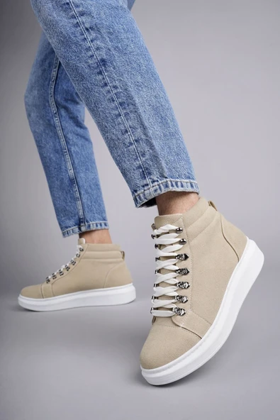 SLW206 Ottawa Bağcıklı Süet Erkek Günlük Spor Bot BT Krem - Resim 4