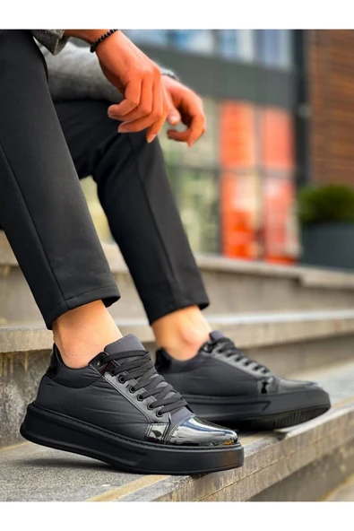Erkek AyakkabıKB-X46 Kuback Siyah Rugan Yüksek Siyah Taban Günlük Spor Ayakkabı - Resim 2