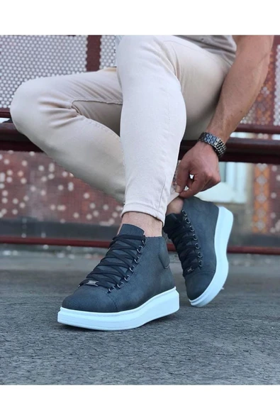 Wagoon Wg032 Gri Bağcıklı Sneakers Yarım Bilek Bot