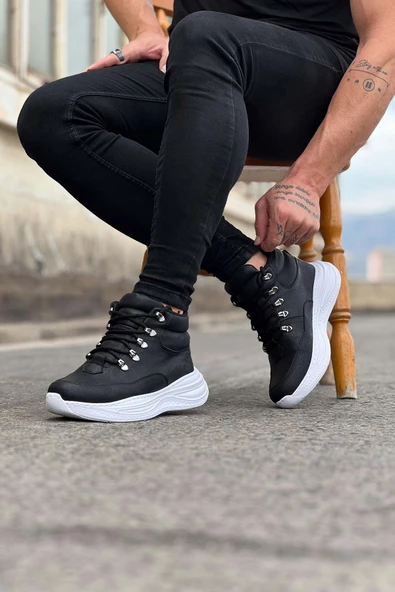 Wagoon WG035 Siyah Cilt Yüksek Taban Yarım Bilek Bot - Resim 2