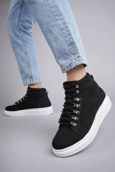 SLW206 Ottawa Bağcıklı Süet Erkek Günlük Spor Bot BT Siyah - Resim 4