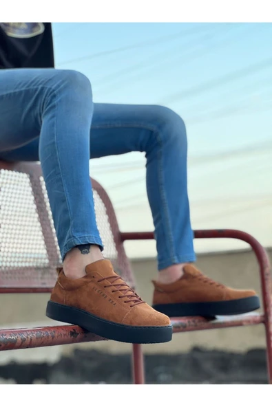 Ba0104 Bağcıklı Taba Süet Siyah Taban Spor Klasik Erkek Ayakkabı