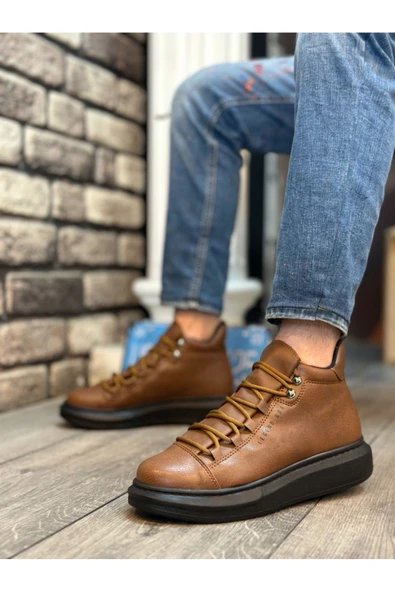 BA0312 Bağcıklı Yüksek Taba Siyah Taban Erkek Tarz Spor Bot ürün görseli 1