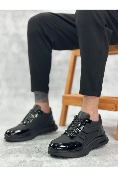 Erkek Ayakkabı BA0234 İçi Dışı Hakiki Deri Rahat Taban Siyah Sneakers Casual Erkek Ayakkabı - Resim 4