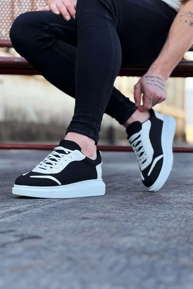 EFN.GİYİM  WG019 Siyah Beyaz Triko Erkek Casual Ayakkabı - 2