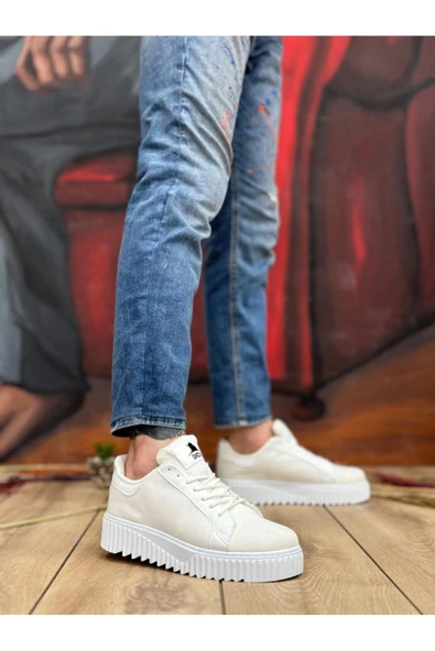 BA0803 BOA Yüksek Taban Triko Beyaz Erkek Ayakkabı ürün görseli 1