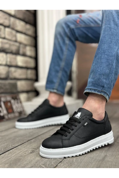 BA0323 BOA Kalın Tırtık Yüksek Taban Siyah Bağcıklı Spor Erkek Ayakkabı ürün görseli