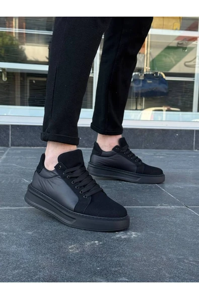 KB-046 Kuback Siyah Paraşüt Siyah Yüksek Taban Günlük Spor Ayakkabı - Resim 3