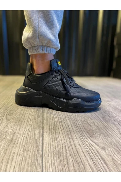 Knack Yüksek Taban Günlük Ayakkabı N75 Kapitone Siyah (Siyah Taban) - Resim 2